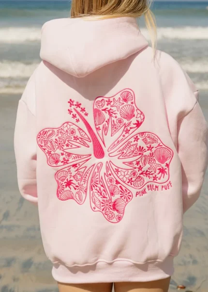 Hawaii Hibiscus" Hoodie in Blush