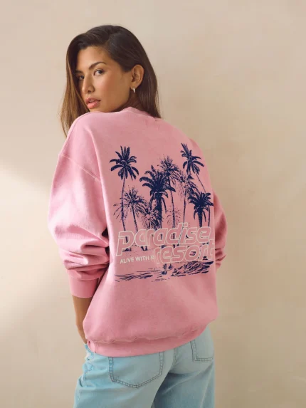 Pink Palm Puff Sweatshirt