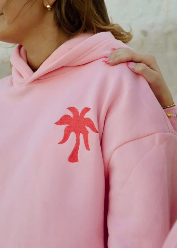 Everything Comes in Waves" Hoodie in Pink