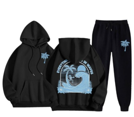 Jet Black Tracksuit Everything Comes in Wave