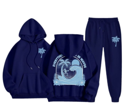 Navy Blue Tracksuit Everything Comes in Wave