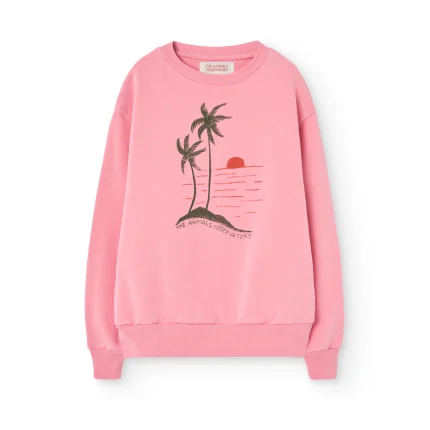 Bear Sweatshirt in Pink Palm