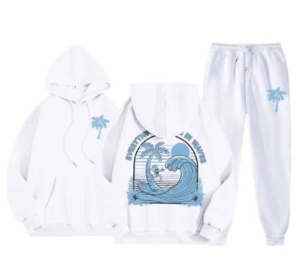 White Tracksuit Everything Comes in Wave