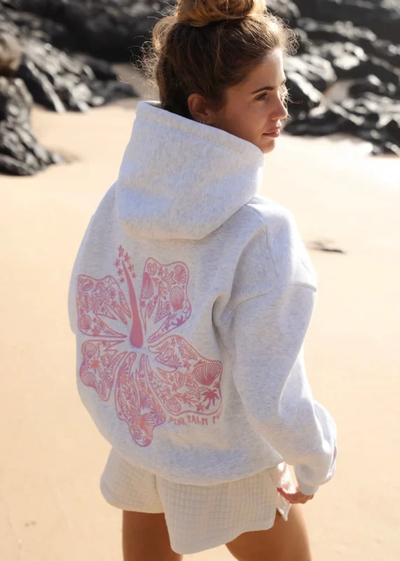 pink palm puff Hoodie