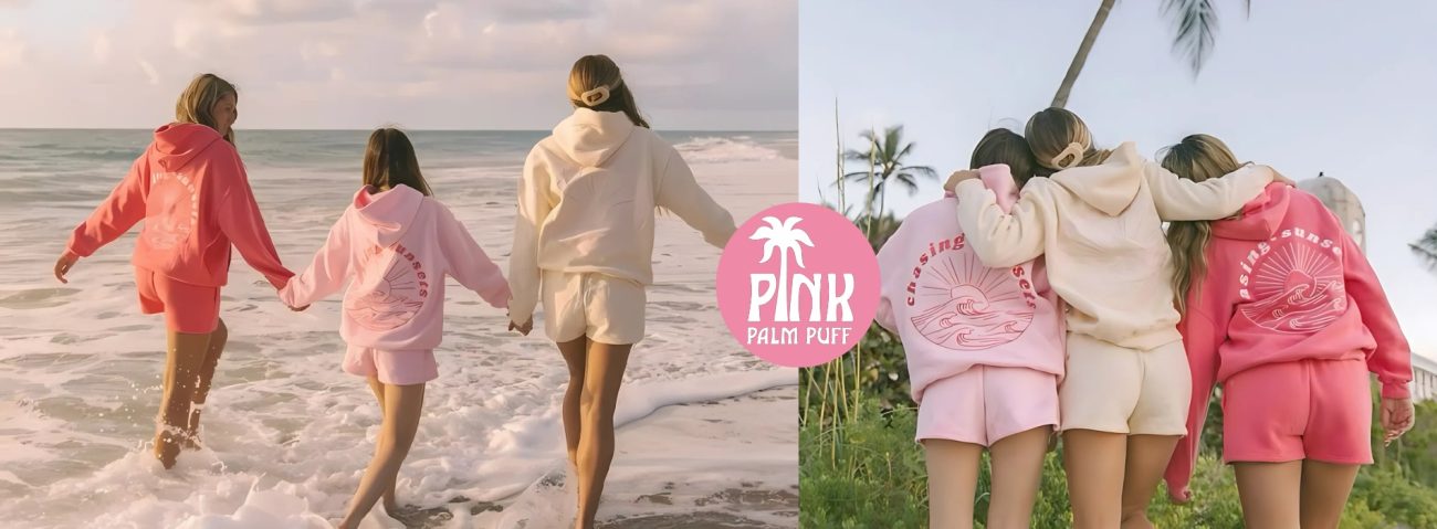 Pink Palm Puff Hoodie: Modern Style, Timeless Comfort