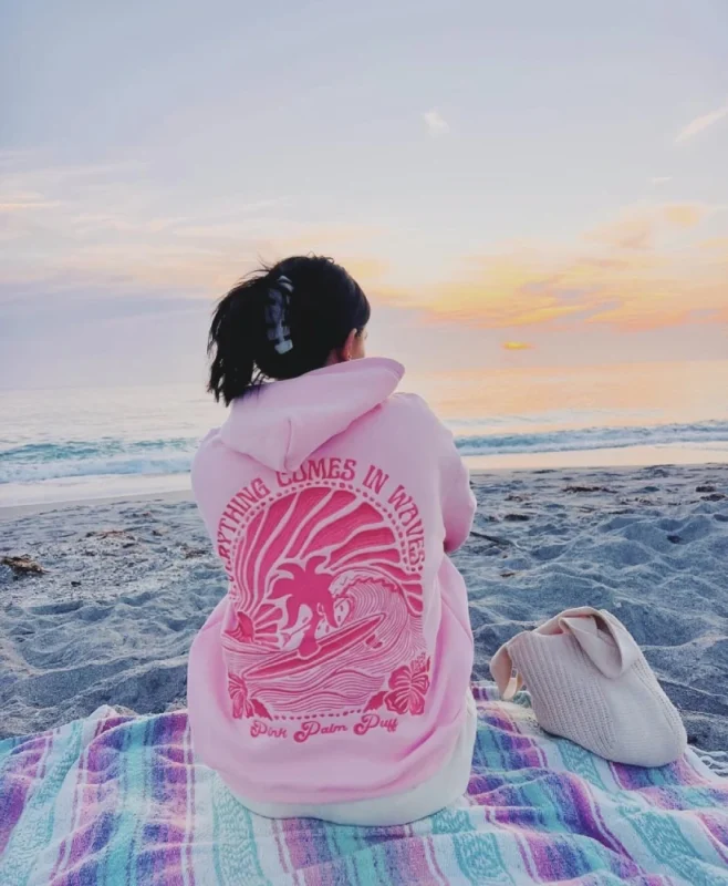 Pink Palm Puff Hoodie