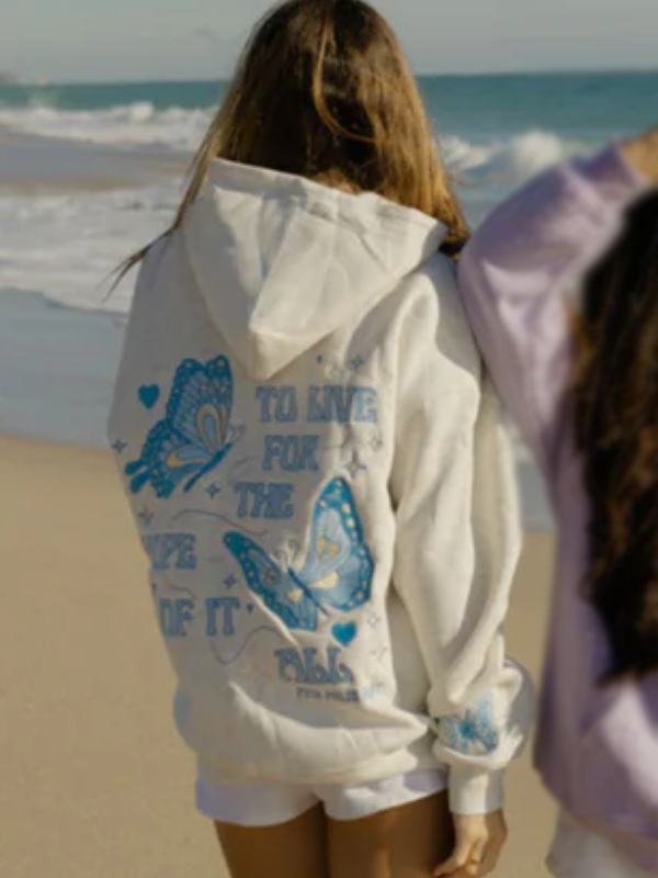 Girls' Pink Palm Puff Hoodie
